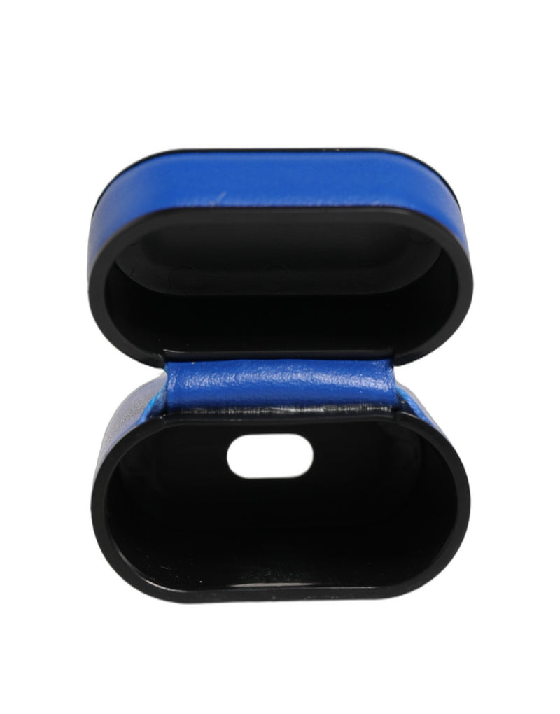 Dolce & Gabbana Case Blue Calf Leather Logo Flip Holder Strap Airpods