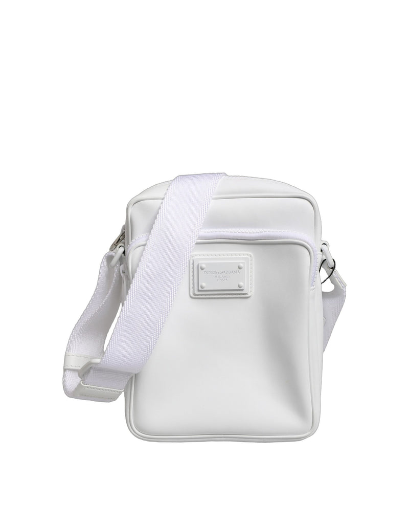 Dolce & Gabbana White Logo Plaque Crossbody Shoulder Bag for Men