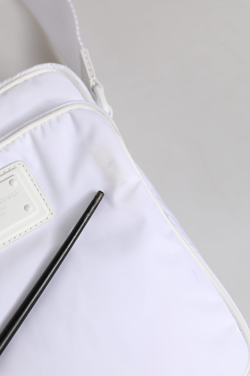 Dolce & Gabbana White Logo Plaque Crossbody Shoulder Bag