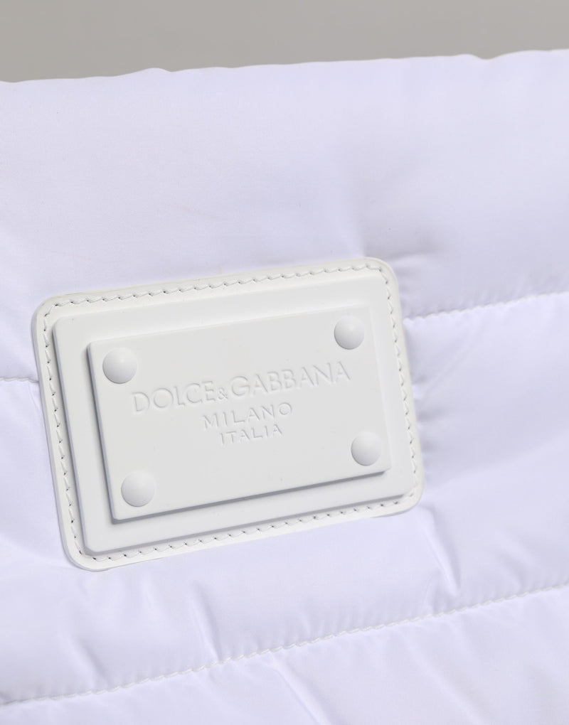 Dolce & Gabbana White Logo Plaque Quilted Shoulder Bag