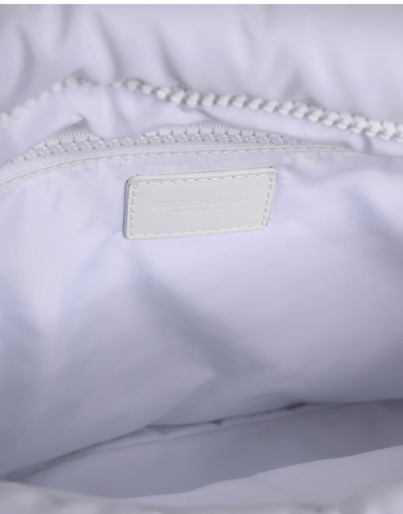 Dolce & Gabbana White Logo Plaque Quilted Shoulder Bag