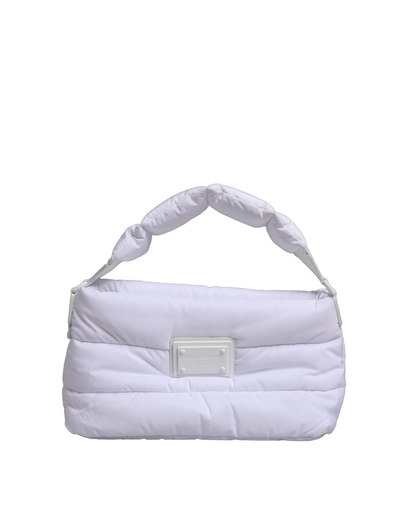 Dolce & Gabbana White Logo Plaque Quilted Shoulder Bag