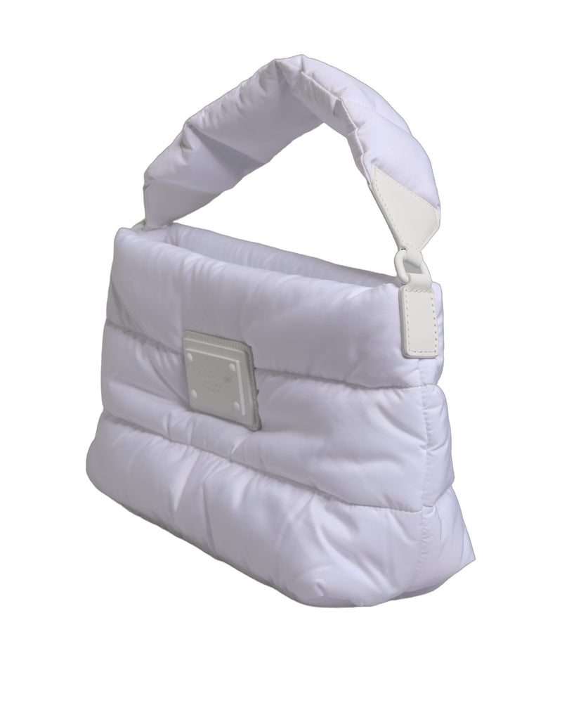 Dolce & Gabbana White Logo Plaque Quilted Shoulder Bag