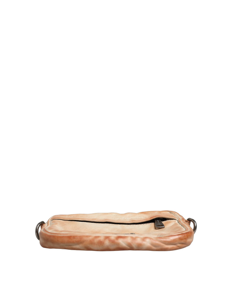 Dolce & Gabbana Beige Vintage Leather Logo Plaque Shoulder Bag