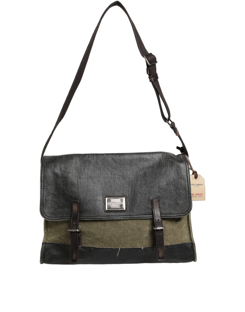 Dolce & Gabbana Military Green Two Tone Messenger Shoulder Bag