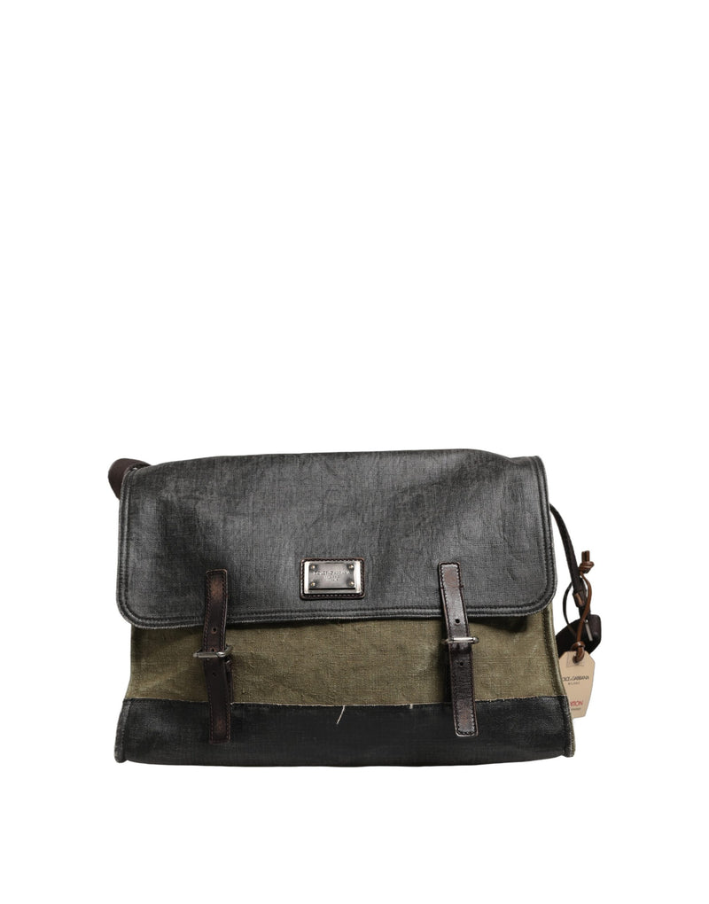 Dolce & Gabbana Military Green Two Tone Messenger Shoulder Bag