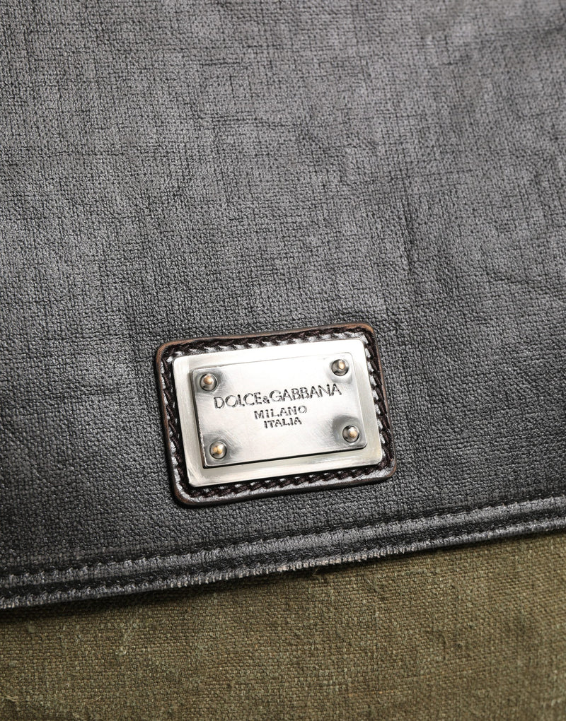 Dolce & Gabbana Military Green Two Tone Messenger Shoulder Bag
