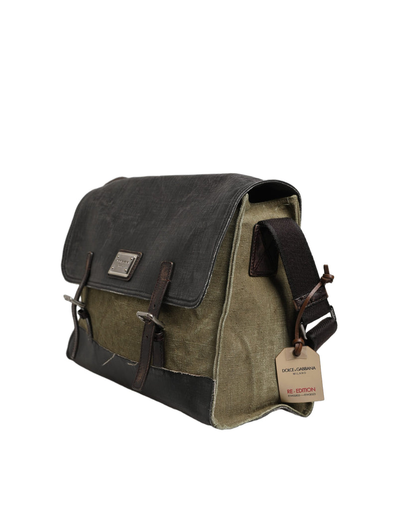 Dolce & Gabbana Military Green Two Tone Messenger Shoulder Bag