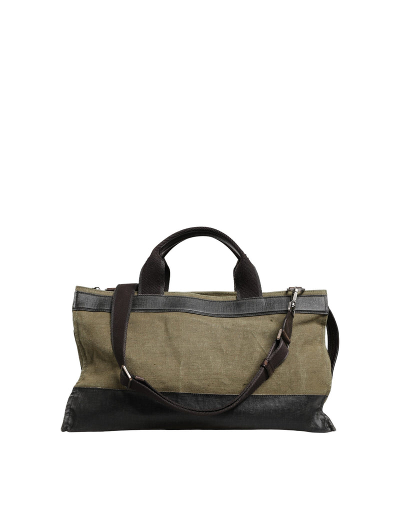 Dolce & Gabbana Military Green Two Tone Tote Duffel Shoulder Bag
