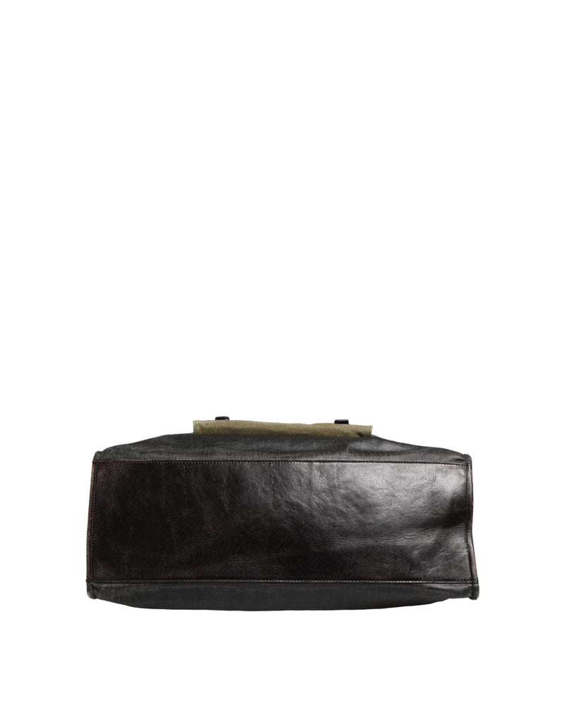 Dolce & Gabbana Military Green Two Tone Tote Duffel Shoulder Bag