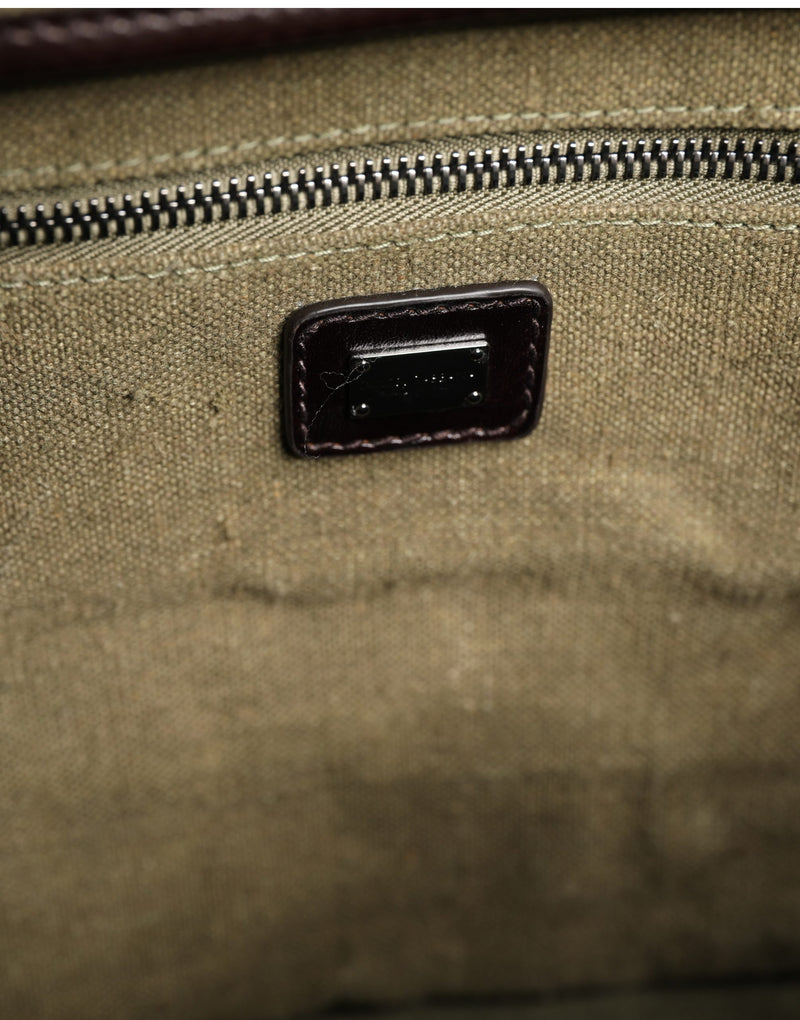 Dolce & Gabbana Military Green Two Tone Tote Duffel Shoulder Bag