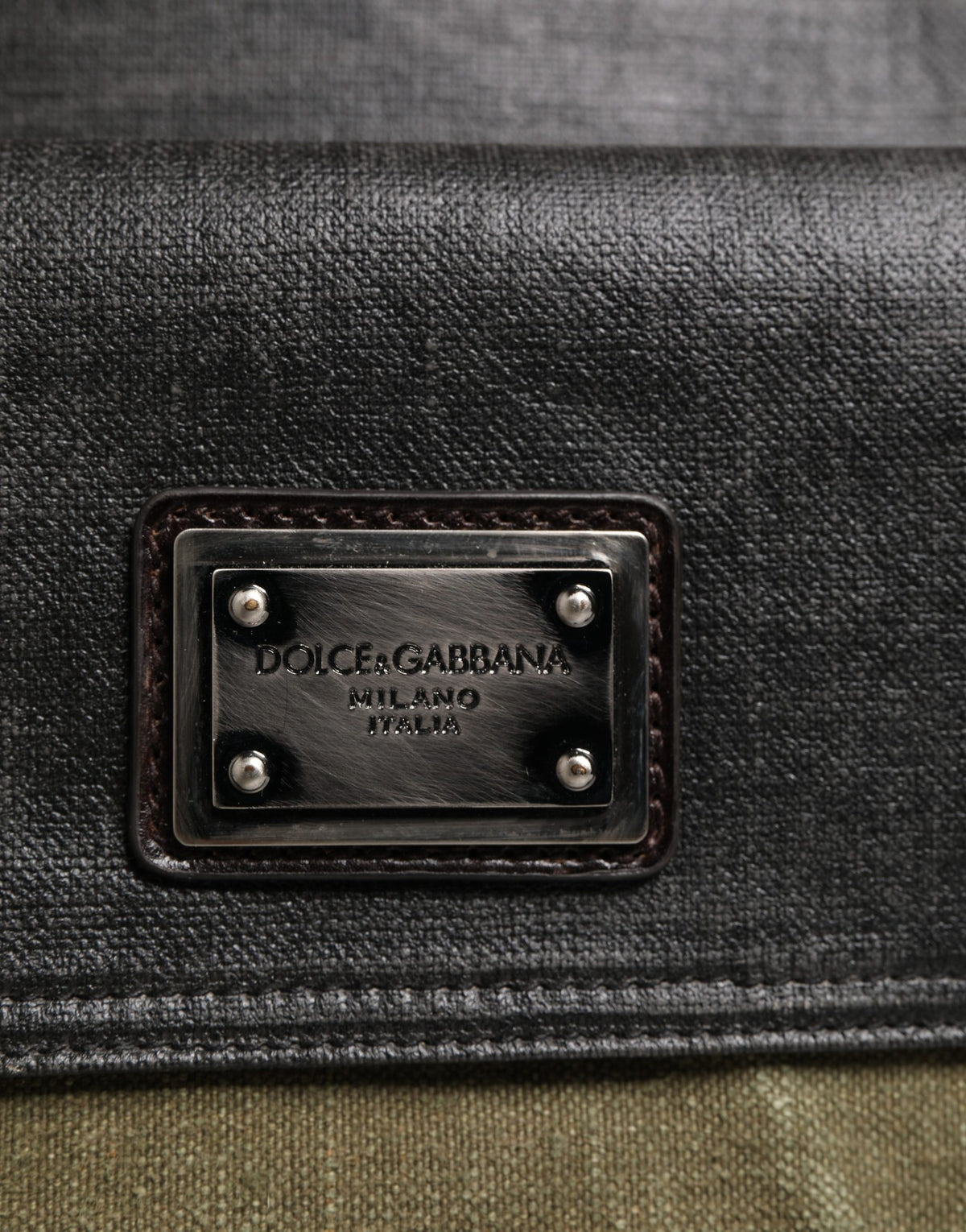 Dolce & Gabbana Military Green Two Tone Tote Duffel Shoulder Bag