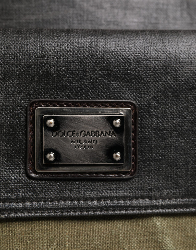 Dolce & Gabbana Military Green Two Tone Tote Duffel Shoulder Bag