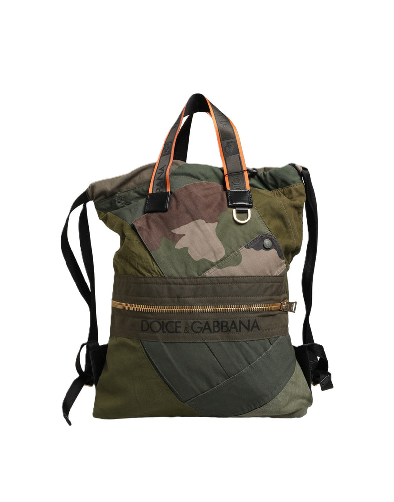 Dolce & Gabbana Military Green Patchwork Rucksack Backpack