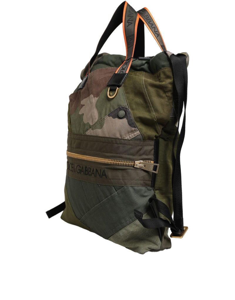Dolce & Gabbana Military Green Patchwork Rucksack Backpack