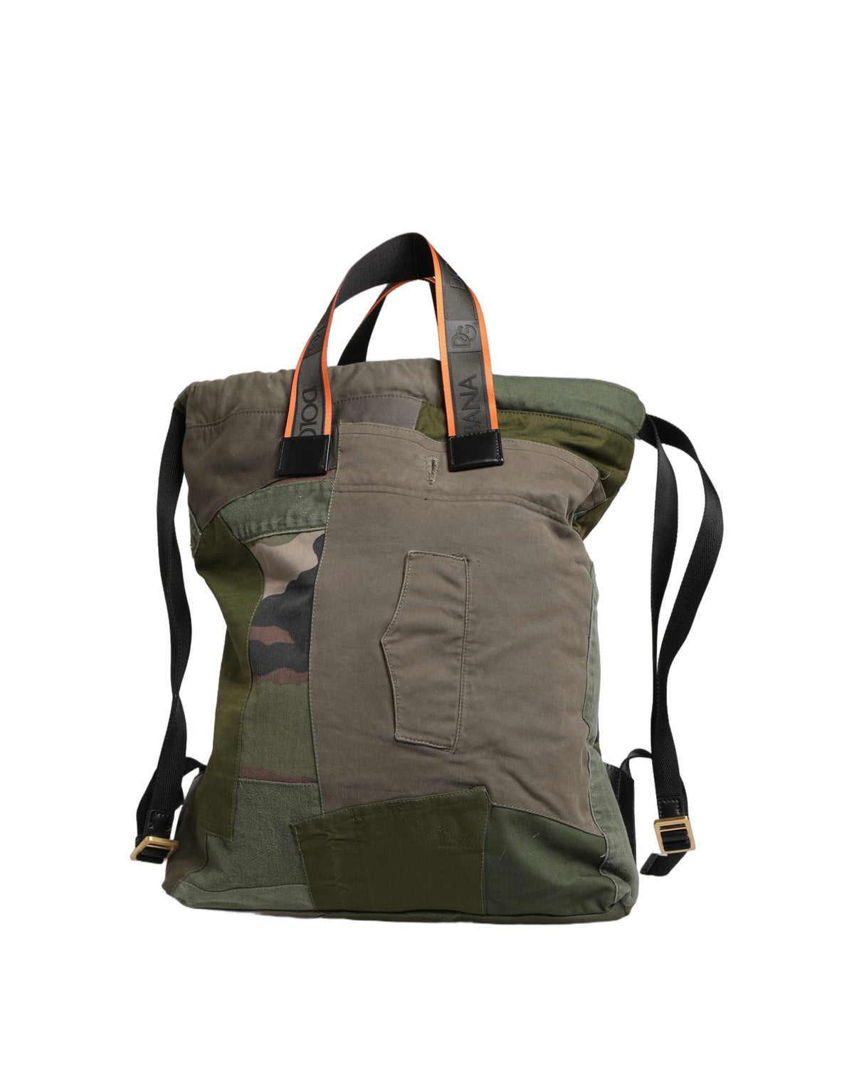 Dolce & Gabbana Military Green Patchwork Rucksack Backpack