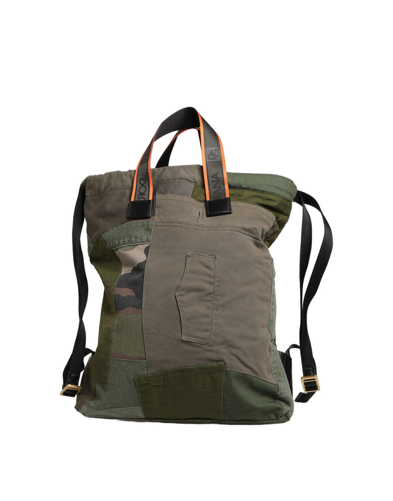 Dolce & Gabbana Military Green Patchwork Rucksack Backpack
