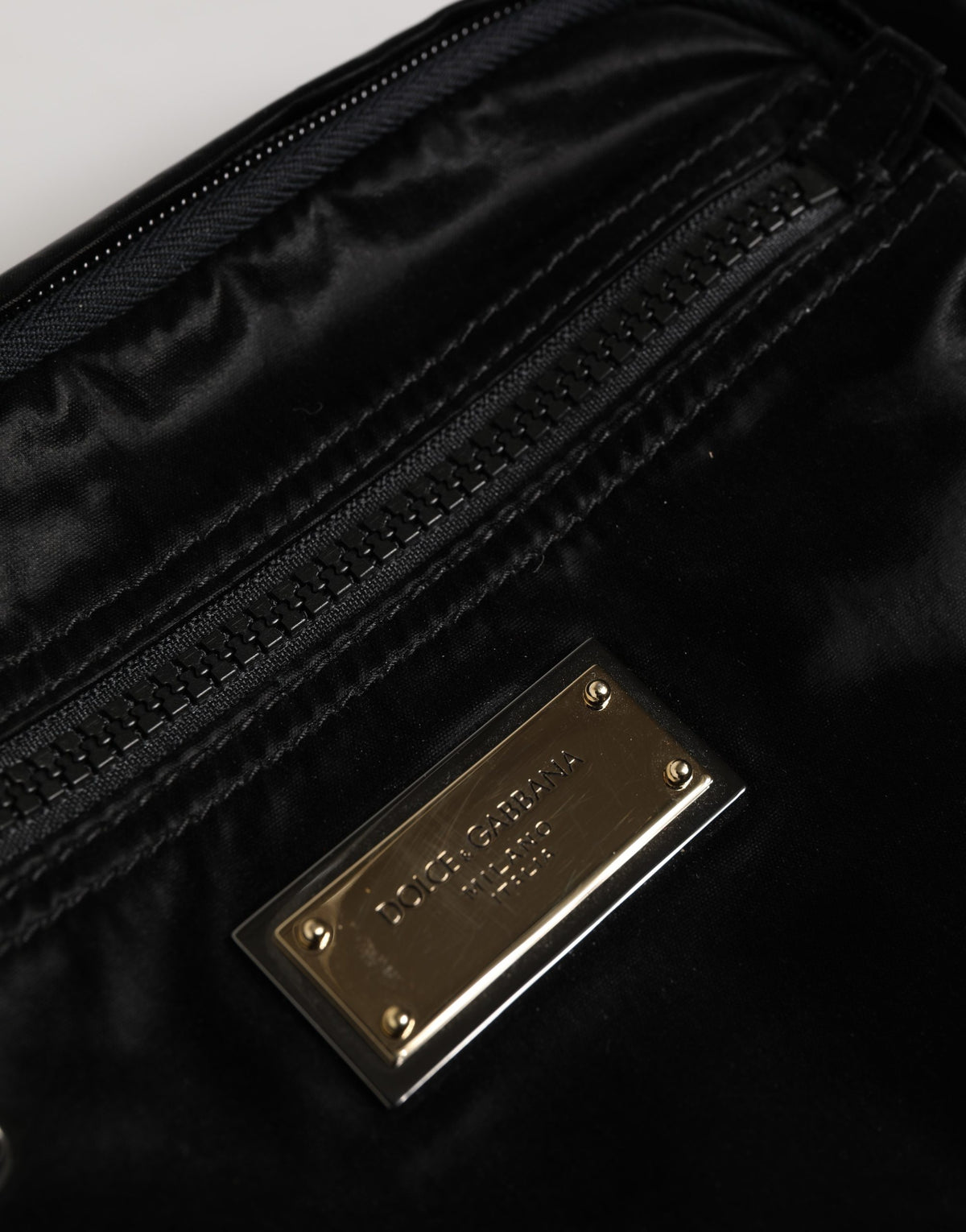 Dolce & Gabbana Black Nylon Brass Plate Bumbag Waist Fanny Pack