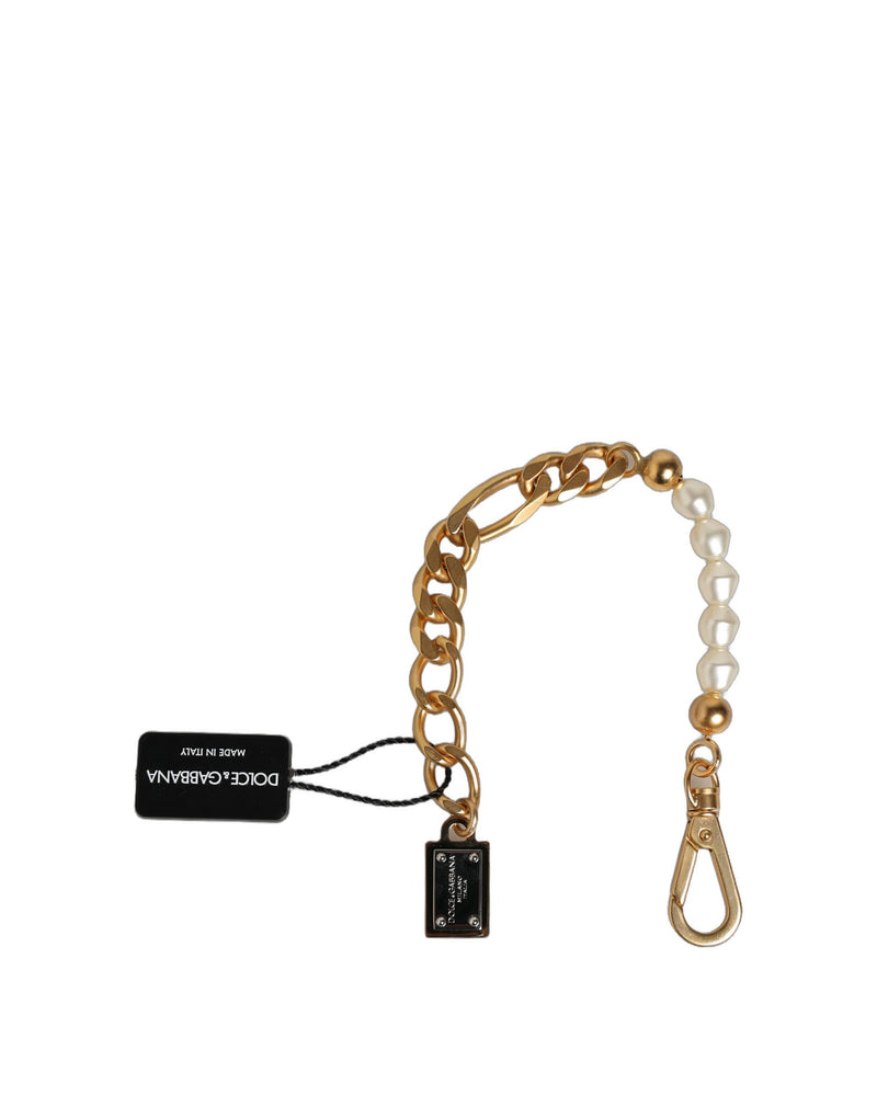 Dolce & Gabbana Gold Brass Pearl Embellished Chain Link Bracelet