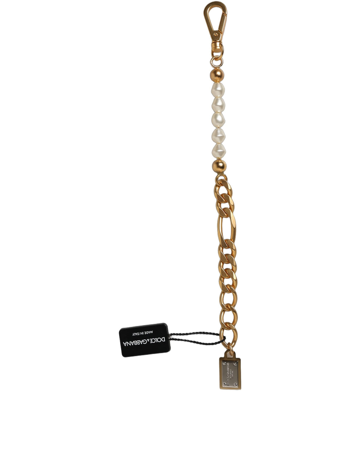 Dolce & Gabbana Gold Brass Pearl Embellished Chain Link Bracelet