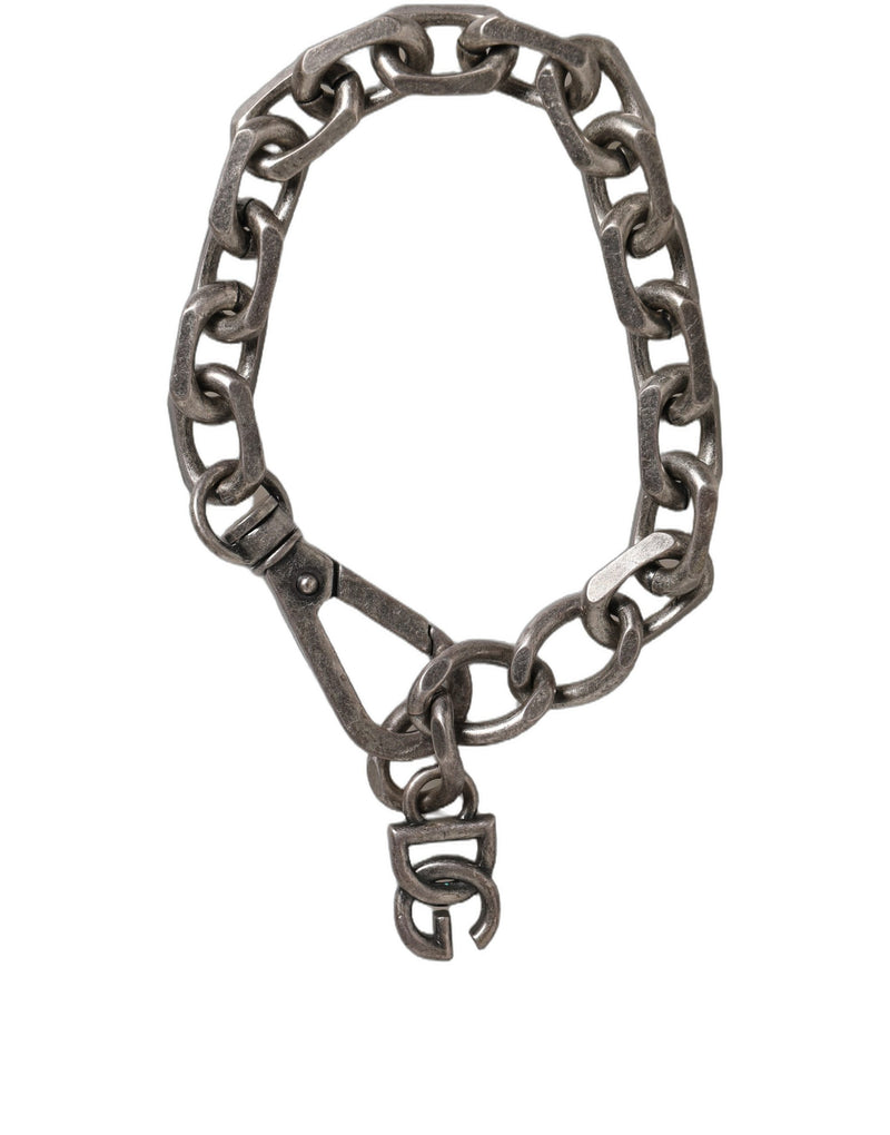 Bracelet en Chaîne Lourde en Argent avec Logo DG de Dolce & Gabbana