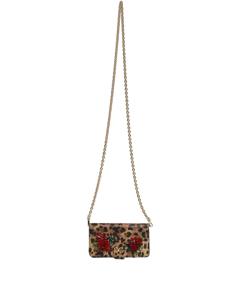 Dolce & Gabbana Flip Cover Brown Leopard Crystal iPhone X - XS Case