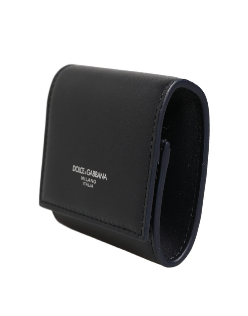 Dolce & Gabbana Black Calfskin Leather Logo Print Bifold Coin Purse Wallet