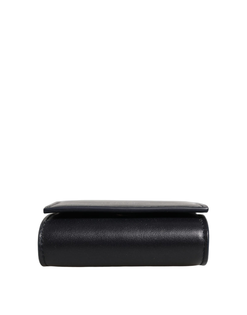 Dolce & Gabbana Black Calfskin Leather Logo Print Bifold Coin Purse Wallet