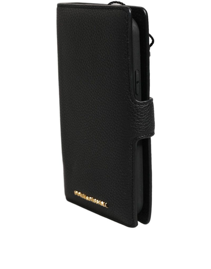 Dolce & Gabbana Case Flip Cover en Cuir de Veau Noir pour iPhone 11 Pro