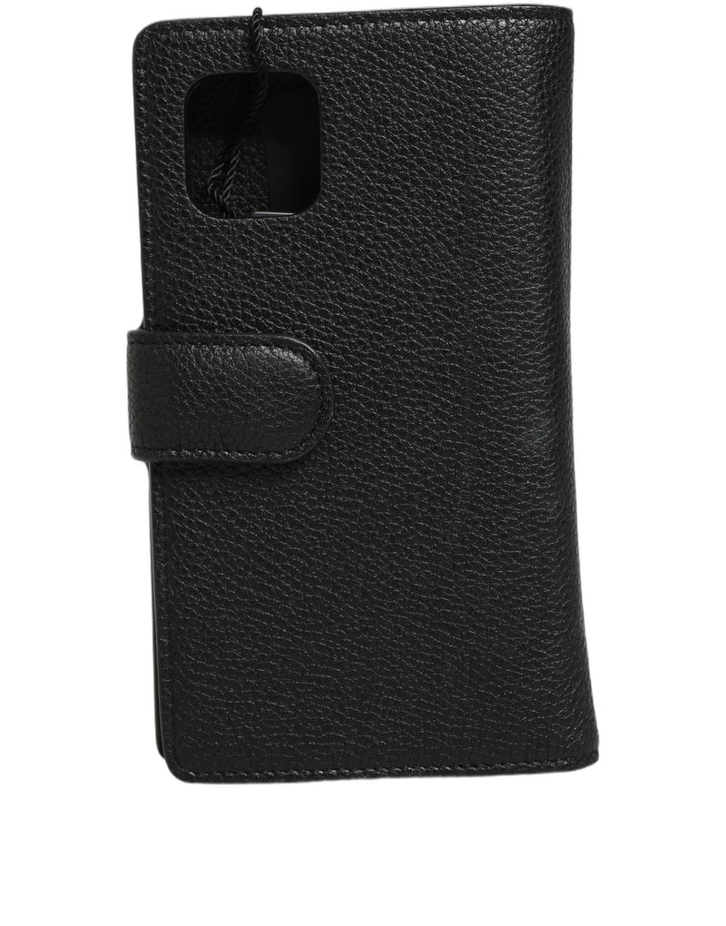 Dolce & Gabbana Case Flip Cover en Cuir de Veau Noir pour iPhone 11 Pro