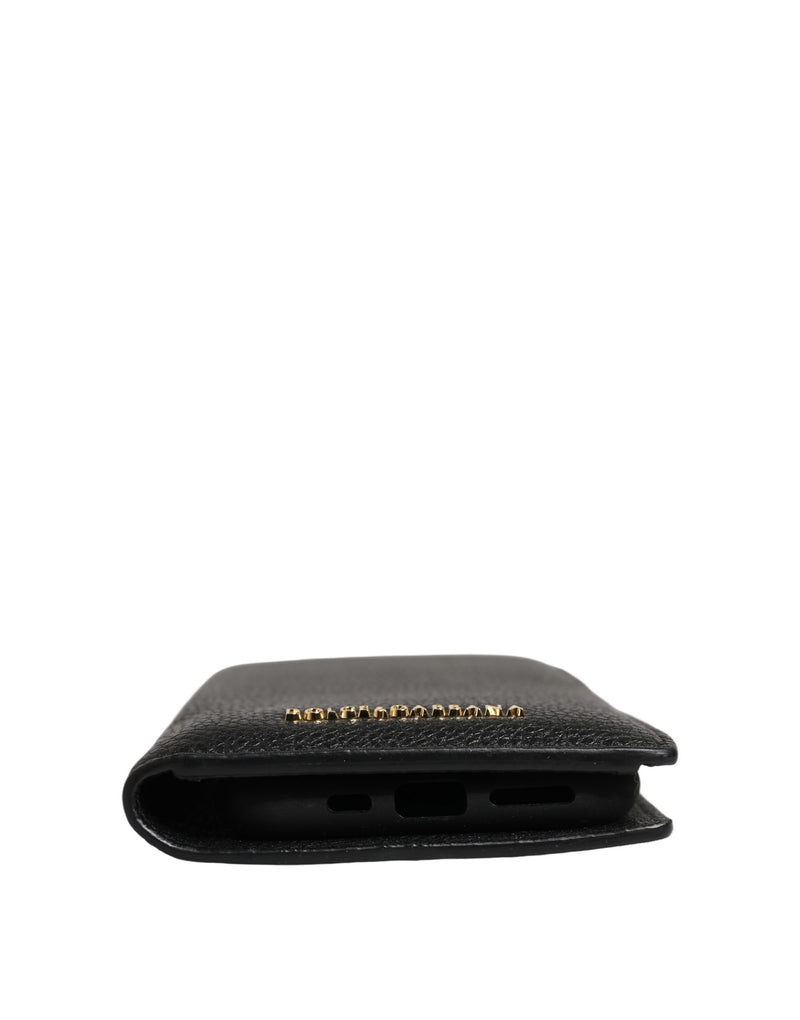 Dolce & Gabbana Case Flip Cover en Cuir de Veau Noir pour iPhone 11 Pro