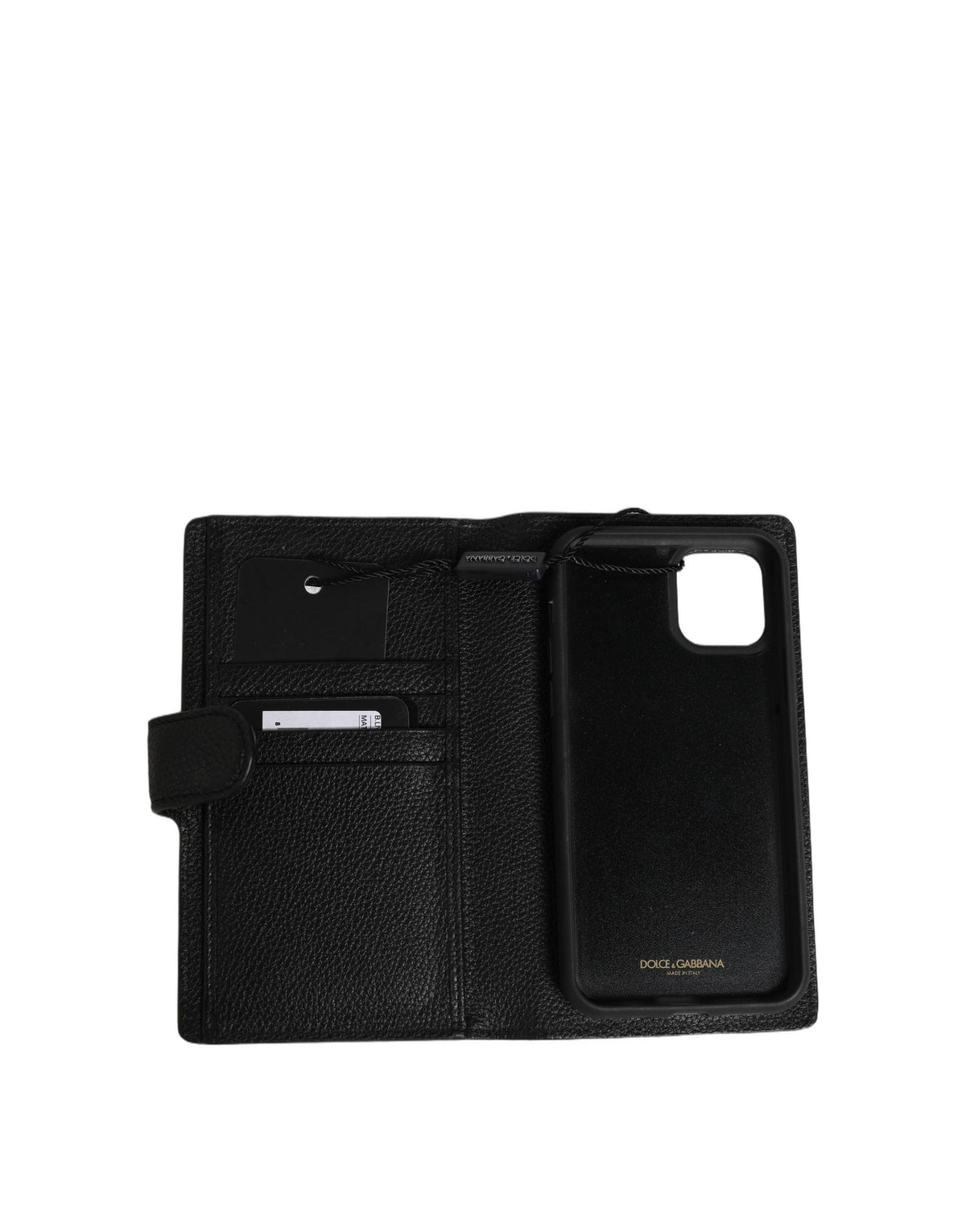 Dolce & Gabbana Case Flip Cover en Cuir de Veau Noir pour iPhone 11 Pro