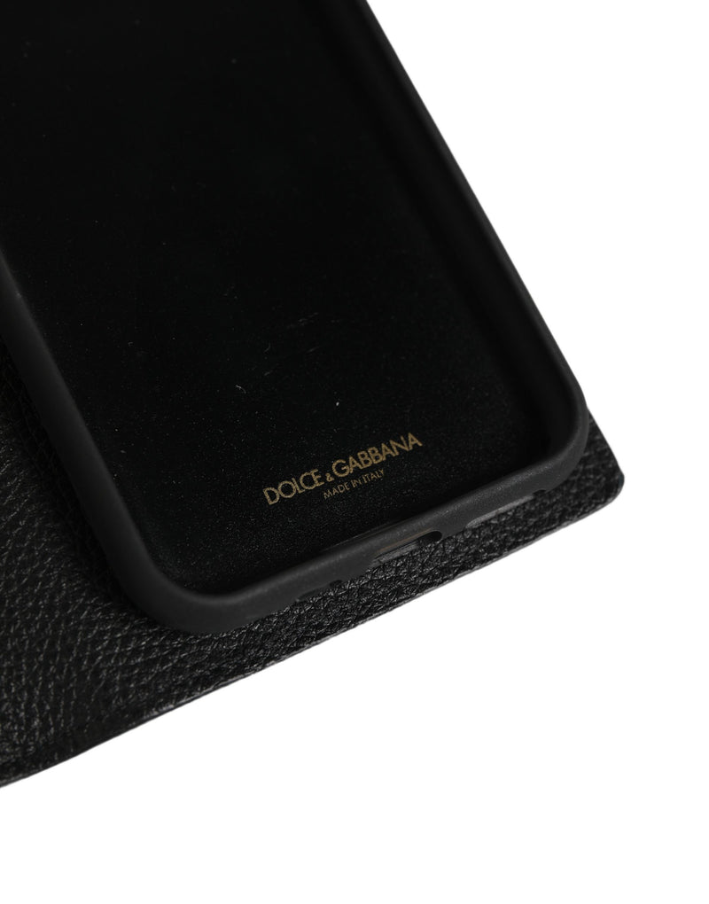 Dolce & Gabbana Case Flip Cover en Cuir de Veau Noir pour iPhone 11 Pro