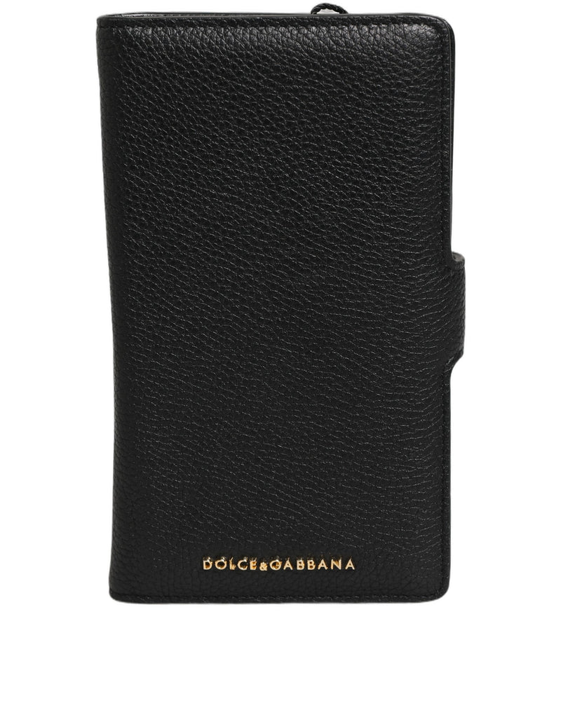 Dolce & Gabbana Case Flip Cover en Cuir de Veau Noir pour iPhone 11 Pro