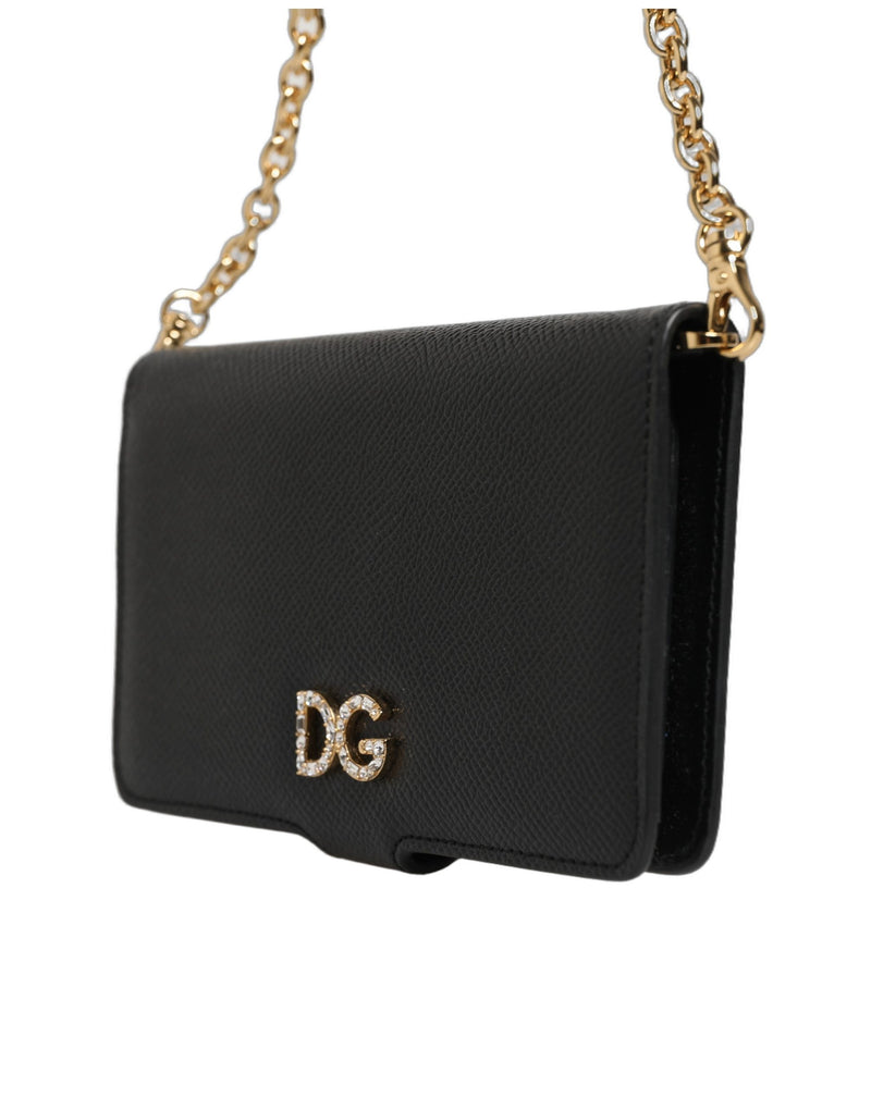 Dolce & Gabbana Black Calf Leather Flip Cover for iPhone X - XS