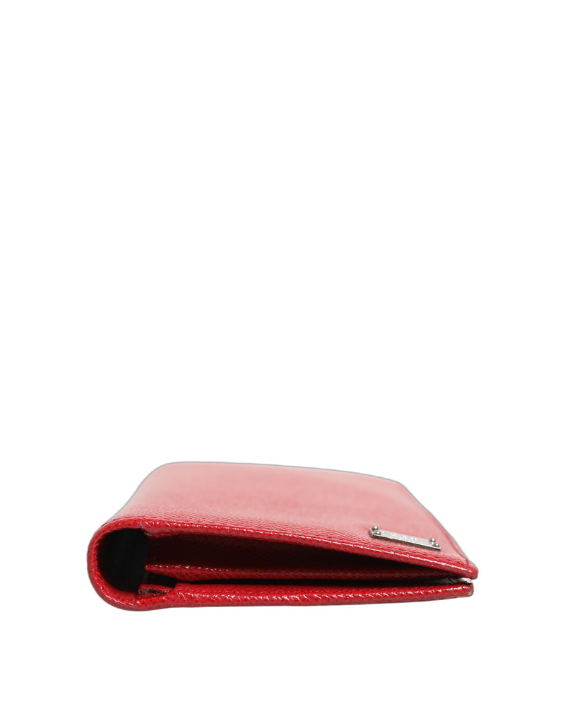 Dolce & Gabbana Red Dauphine Leather ID Men Card Holder Bifold Wallet