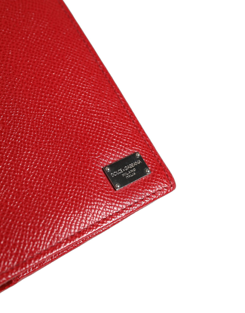 Dolce & Gabbana Red Dauphine Leather ID Men Card Holder Bifold Wallet