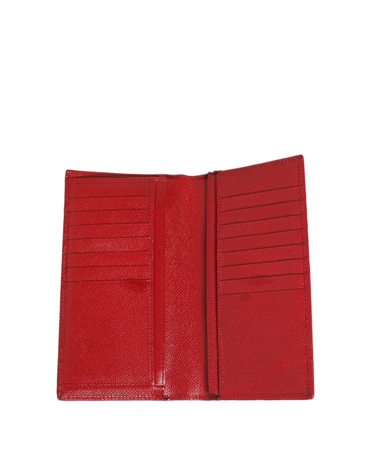 Dolce & Gabbana Red Dauphine Leather ID Men Card Holder Bifold Wallet