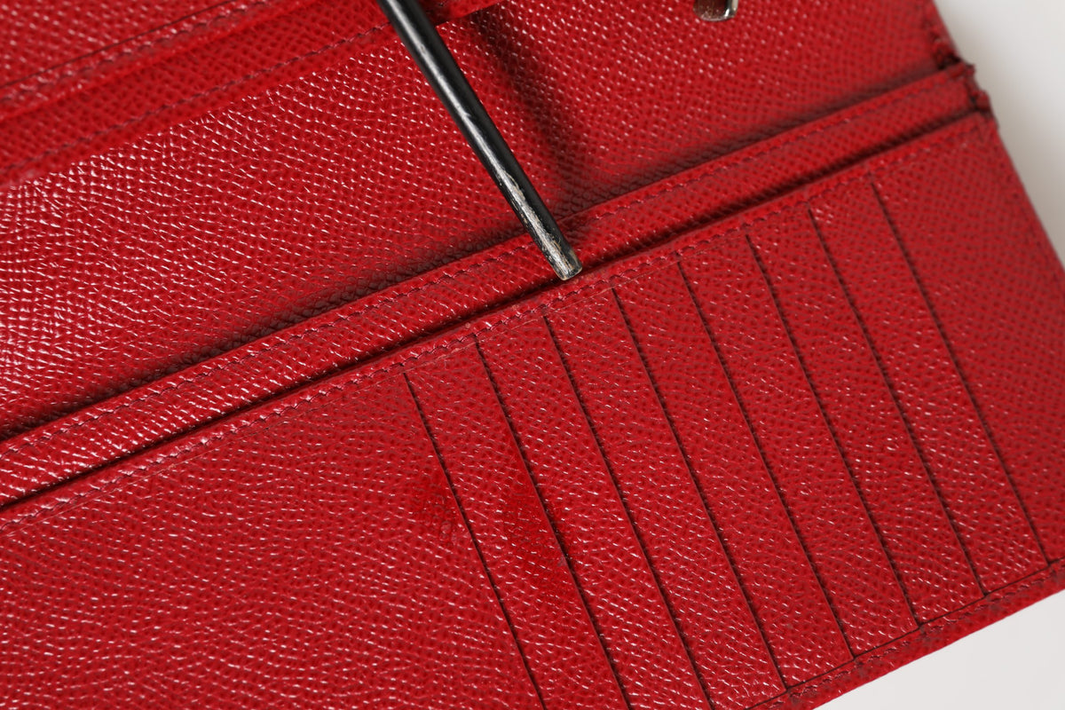 Dolce & Gabbana Red Dauphine Leather ID Men Card Holder Bifold Wallet
