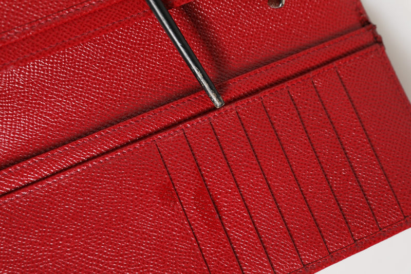 Dolce & Gabbana Red Dauphine Leather ID Men Card Holder Bifold Wallet
