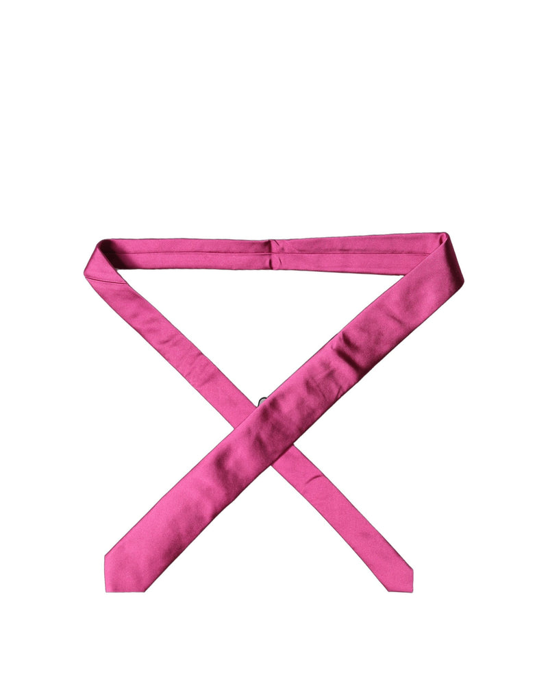 Dolce & Gabbana Fuchsia Pink Silk Satin Wide Adjustable Necktie