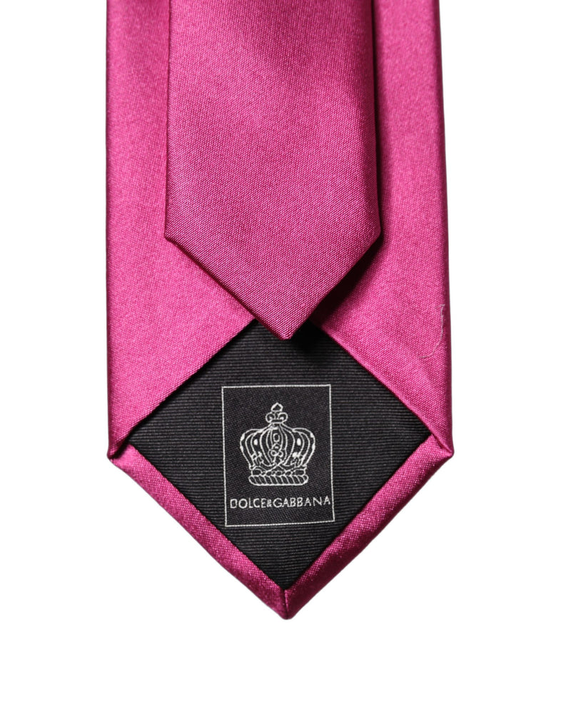 Dolce & Gabbana Fuchsia Pink Silk Satin Wide Adjustable Necktie
