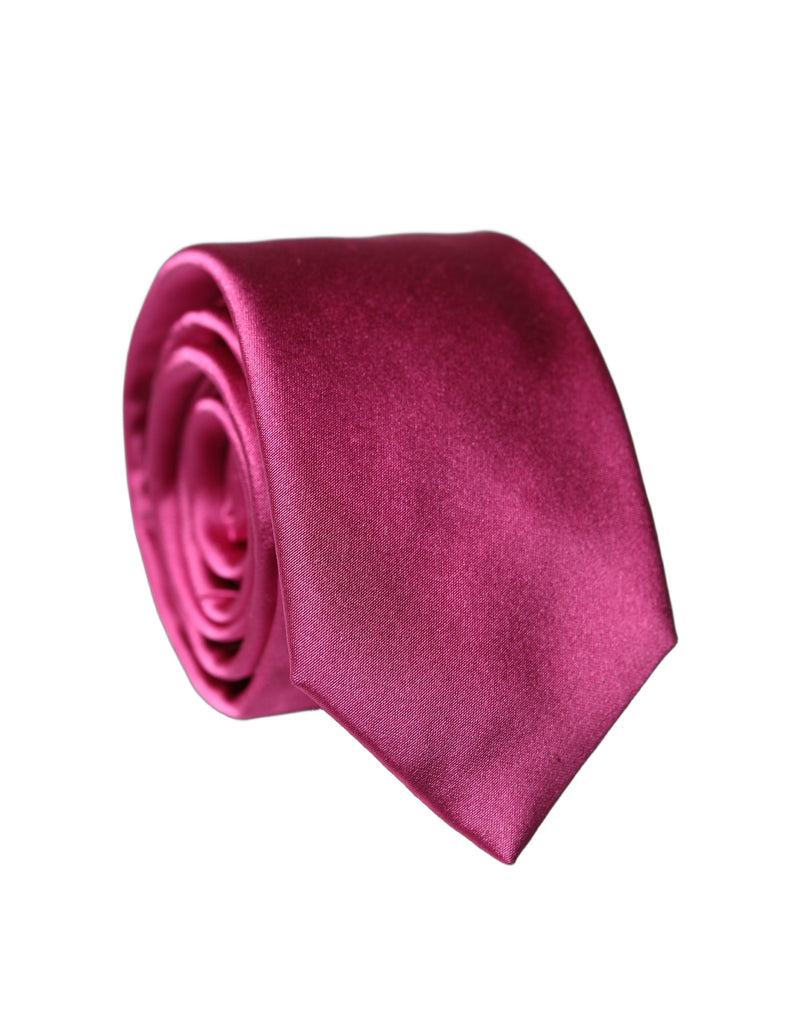 Dolce & Gabbana Fuchsia Pink Silk Satin Wide Adjustable Necktie