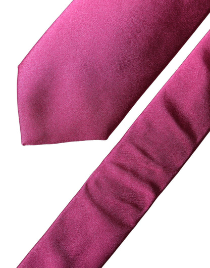 Dolce & Gabbana Fuchsia Pink Silk Satin Wide Adjustable Men Necktie Tie