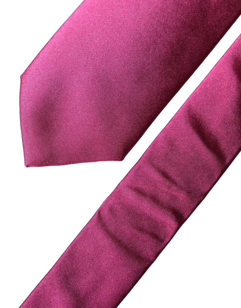 Dolce & Gabbana Fuchsia Pink Silk Satin Wide Adjustable Necktie
