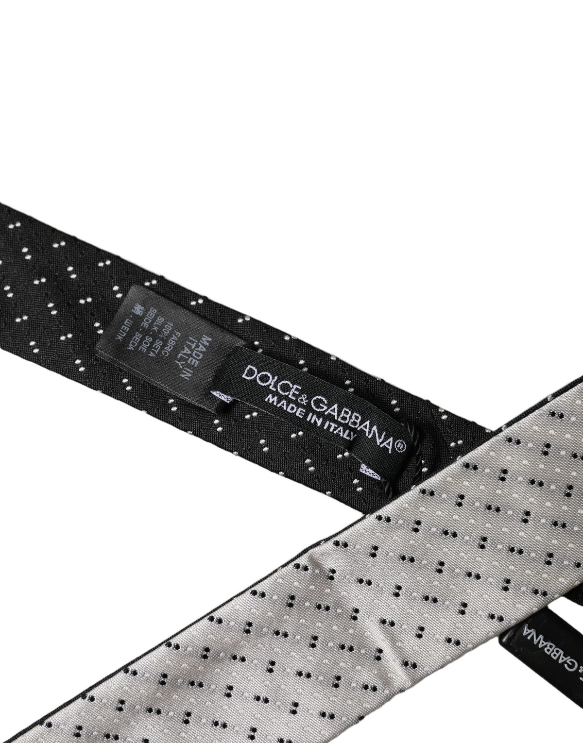 Dolce & Gabbana Necktie en Soie Noir et Blanc Ajustable pour Homme