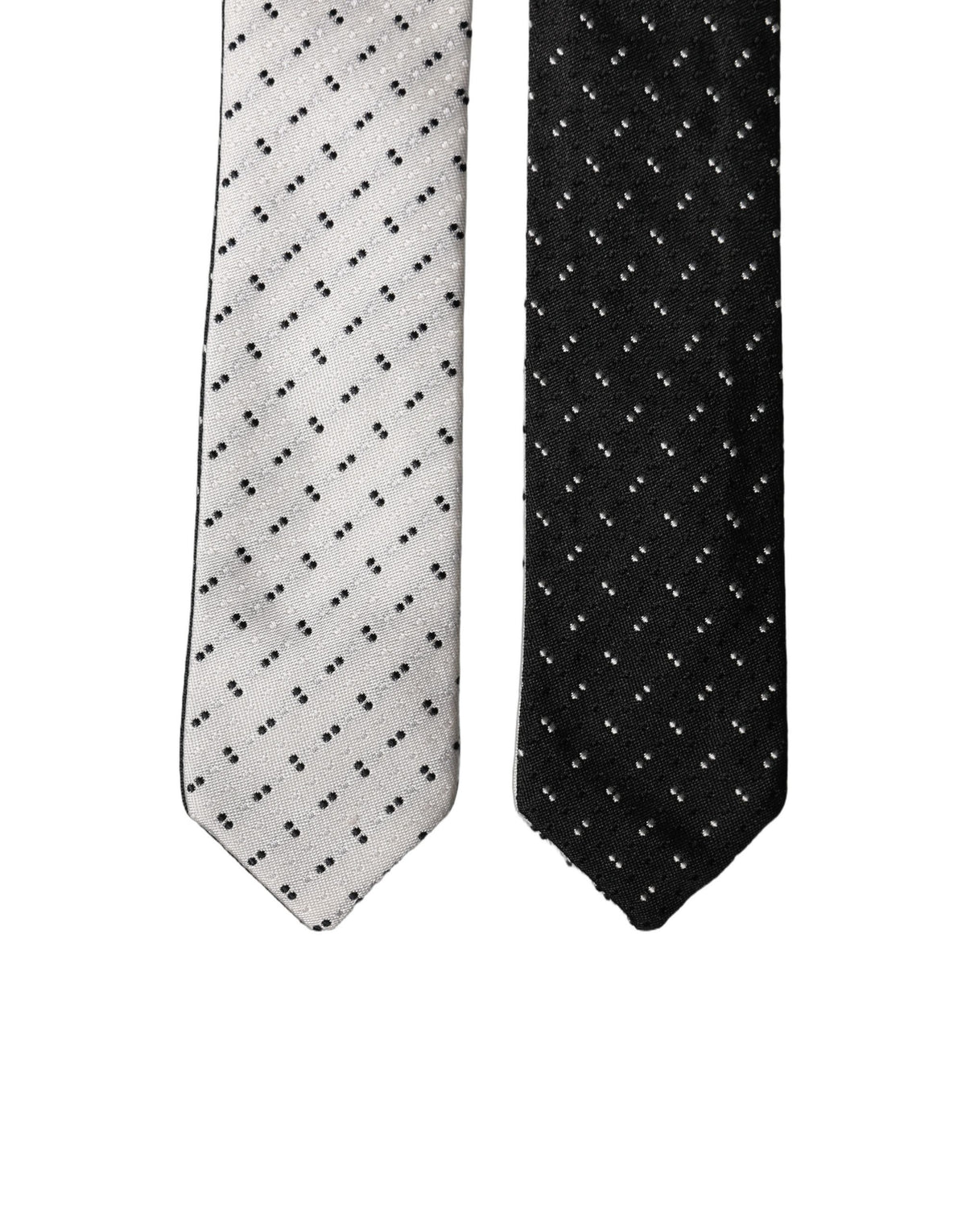 Dolce & Gabbana Necktie en Soie Noir et Blanc Ajustable pour Homme
