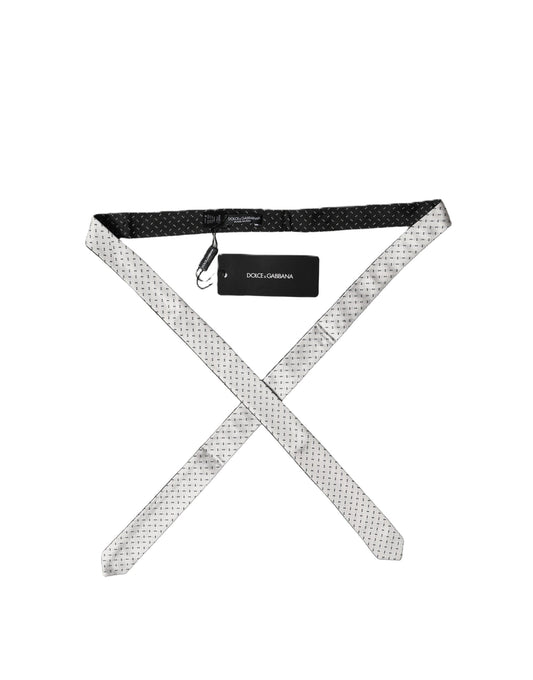 Dolce & Gabbana Necktie en Soie Noir et Blanc Ajustable pour Homme