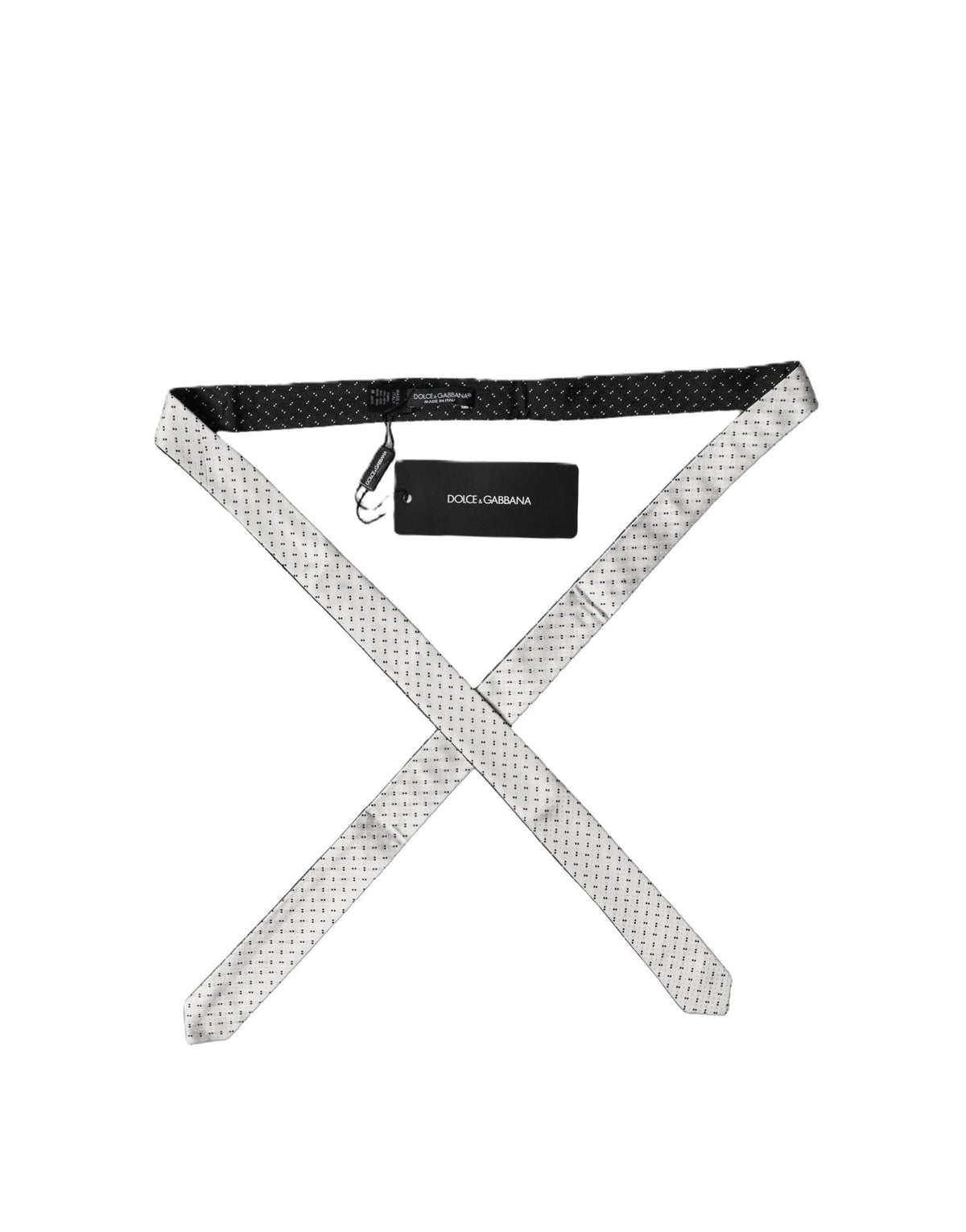 Dolce & Gabbana Necktie en Soie Noir et Blanc Ajustable pour Homme