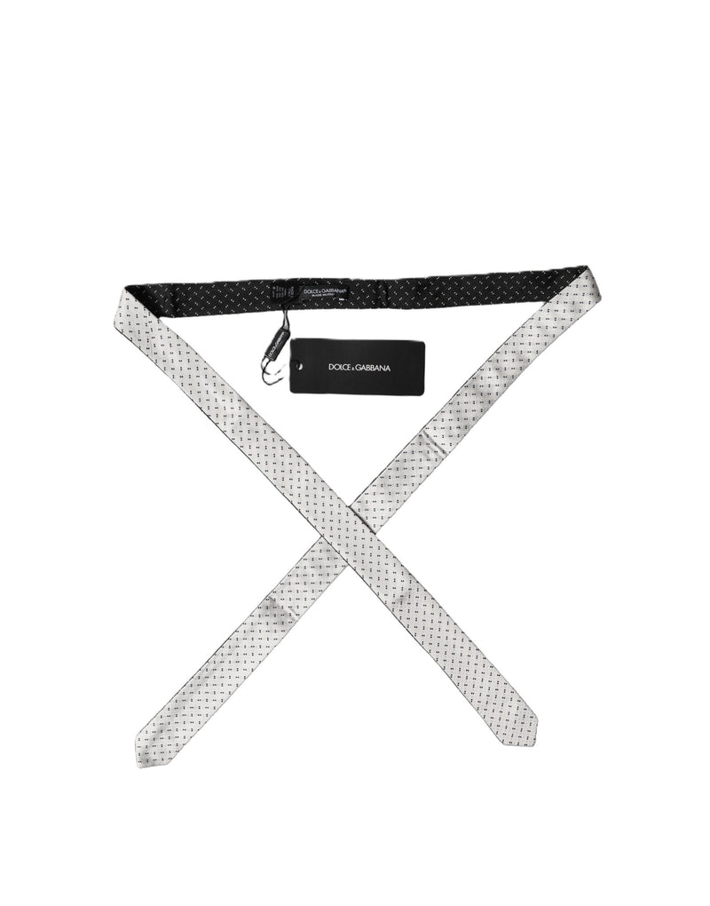 Dolce & Gabbana Black and White Patterned Silk Necktie for Men